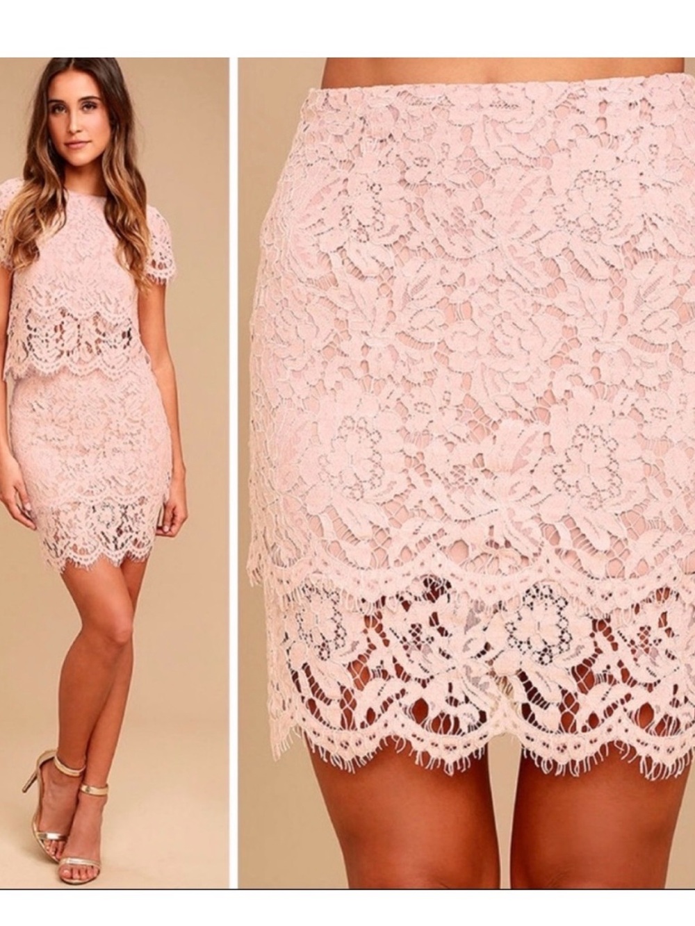 Lulu's Dusty Rose Lace Mini Skirt